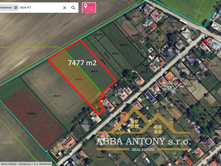 INVESTIČNÉ POZEMKY – SEMEROVO – 7 477 m²